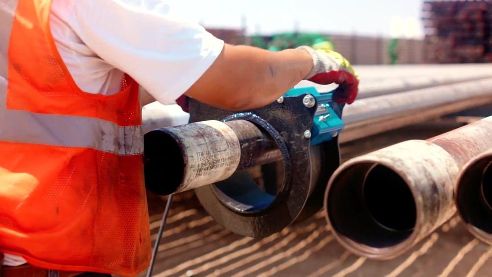 Oil country tubular goods staged for inspection
